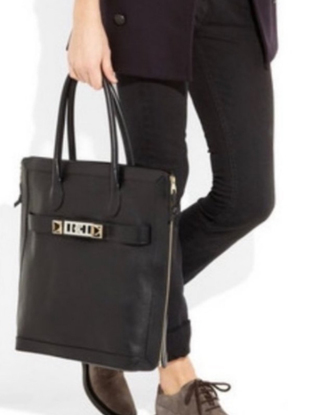 Proenza Schouler PS11 Black Leather Tote with Gold Hardware